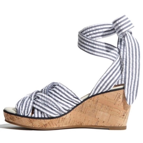 Sperry Shoes - Sperry Striped Seersucker Wedge Sandals